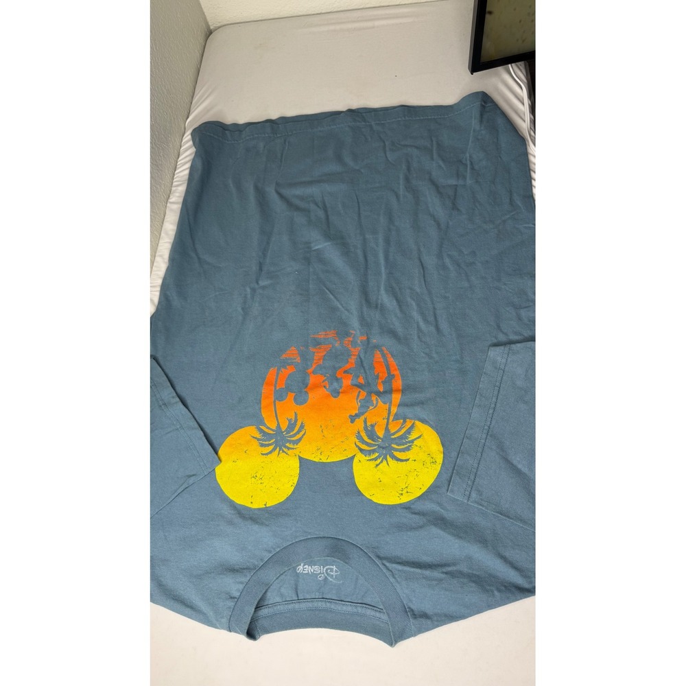 Disney Mickey Mouse Sunset Silhouette Graphic T-Shirt Blue XL Mens